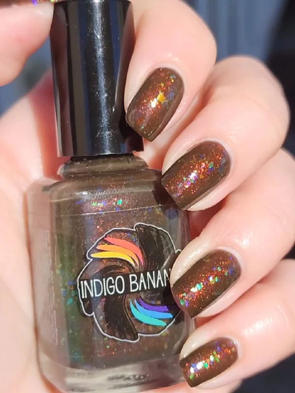 nail polish stick tape-Land Before Swine - OG UP - brown shimmer and multichrome flakies