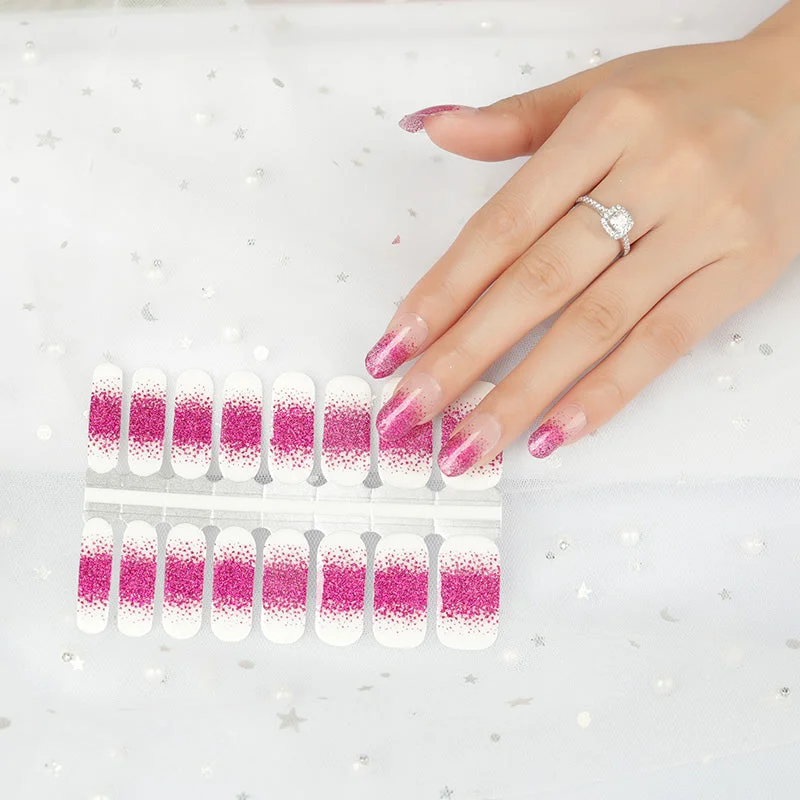 nail repair for nail repair recommended kit-Dark Pink Glitter French Manicure