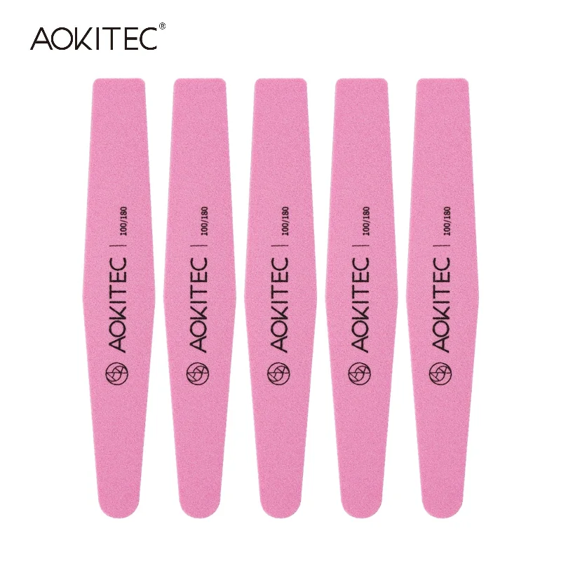 nail repair with gloss-infused polish-Aokitec Nail File - 10pcs Double-Sided 100/180 Buffer