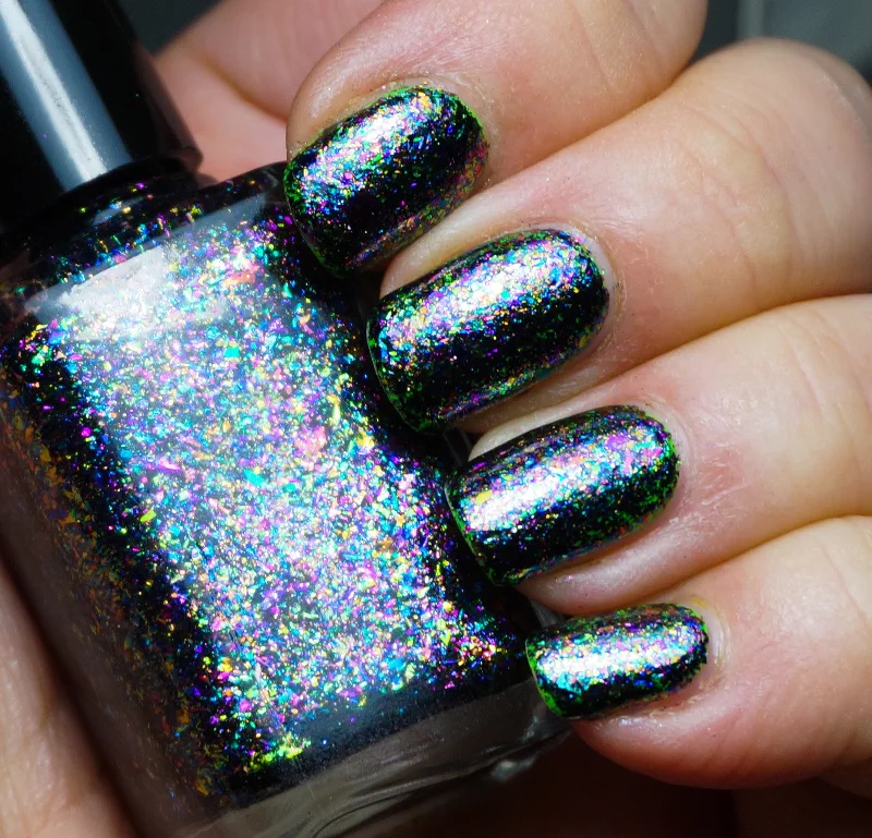 nail polish grasshopper leap-Mul-Ti-Pass - mega chrome flakie mix rainbow