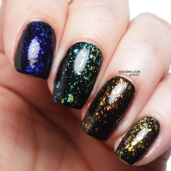 nail polish solar flare-Crystal Flakie toppers - Copper - Gold - Teal - Violet - OG UP relative