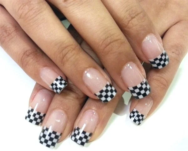 nail repair for nail repair modern kit-Checkered French Manicure with Clear Background