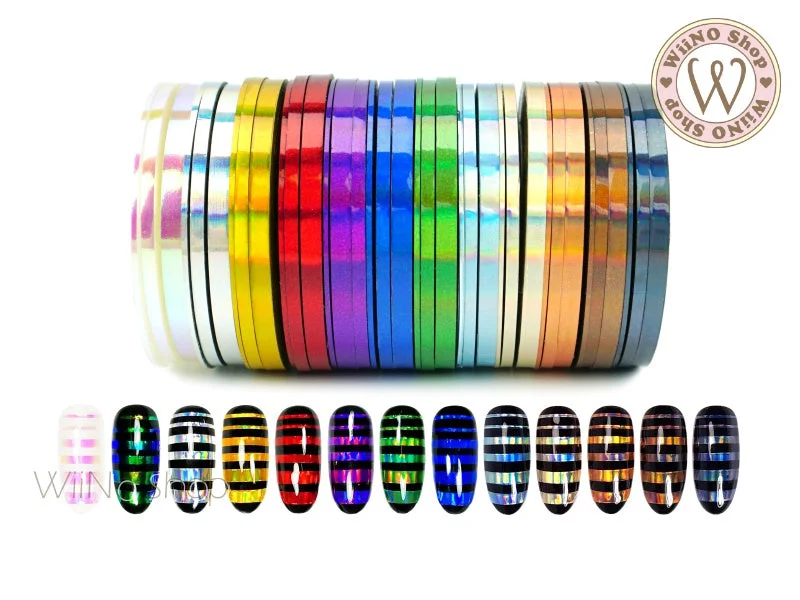 Nail art decoration custom order-Holographic Rainbow Nail Art Striping Tapes Line