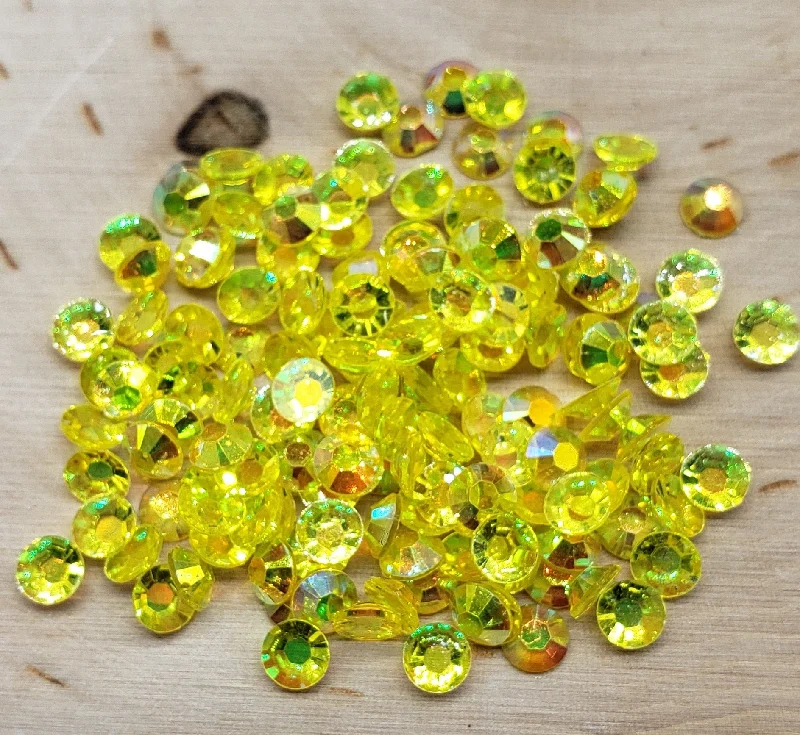 Nail rhinestone indie buys-Citrine AB Transparent Jelly Resin Round Flat Back Loose Rhinestones