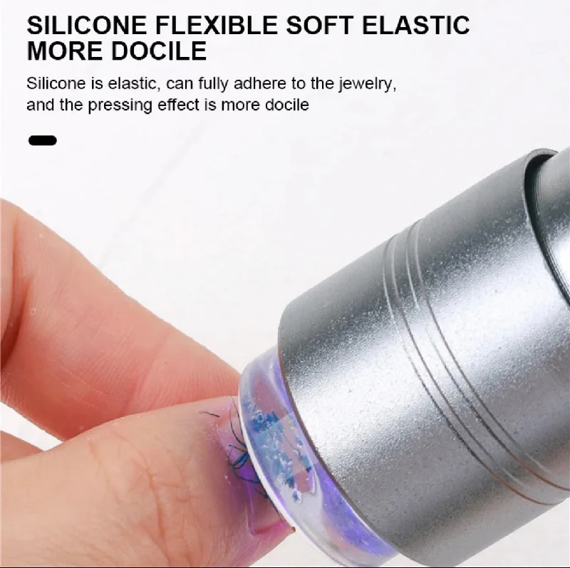 UV Flashlight with Silicon Stamper - Silver