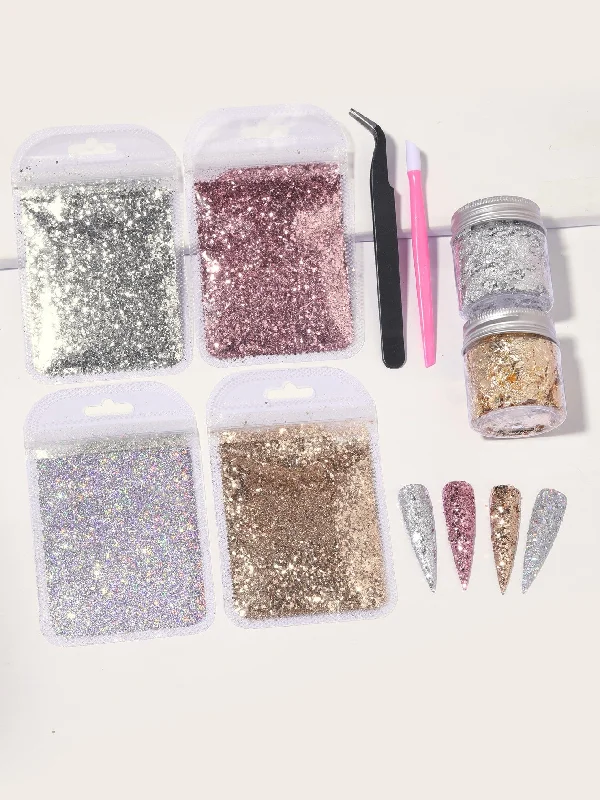 nail repair with odorless gel-8 Pcs Foil Confetti Nail Art Set