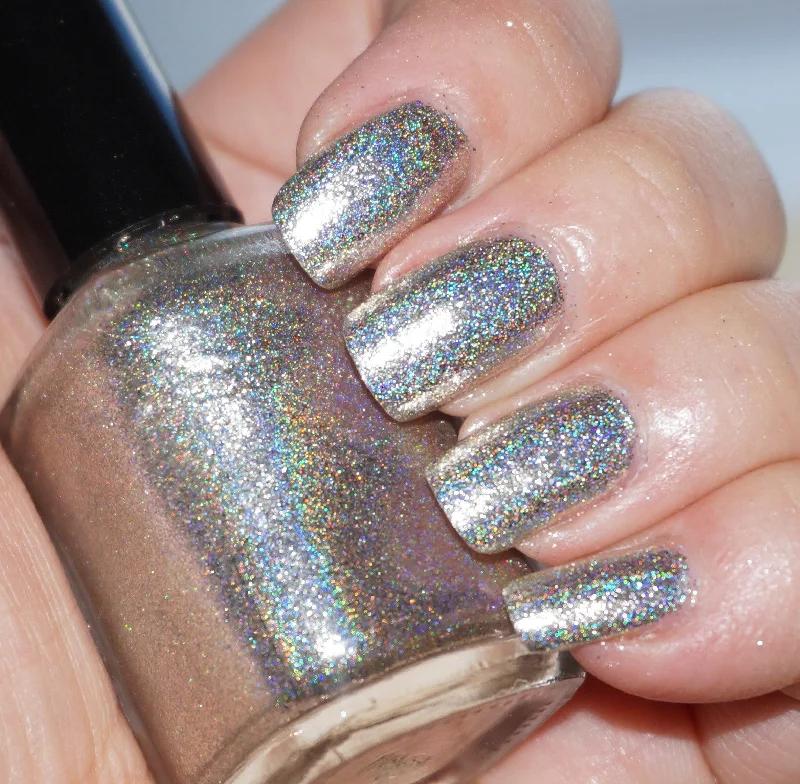 nail polish prism split-Bridal Veil - real silver flakie & linear holographic