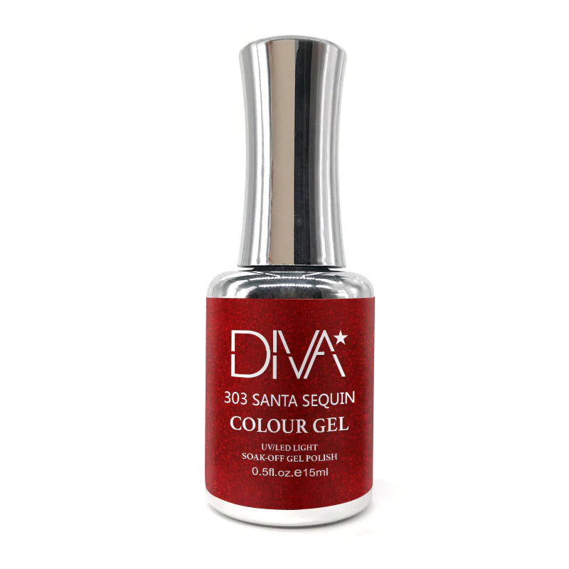 nail polish glow pulse-DIVA 303 - Santa Sequin