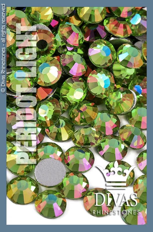 Nail rhinestone cap styles-COATED RHINESTONES - 'Peridot Light'