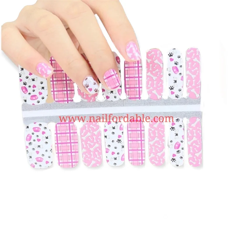 nail repair with neon shade gel-Doggie paws