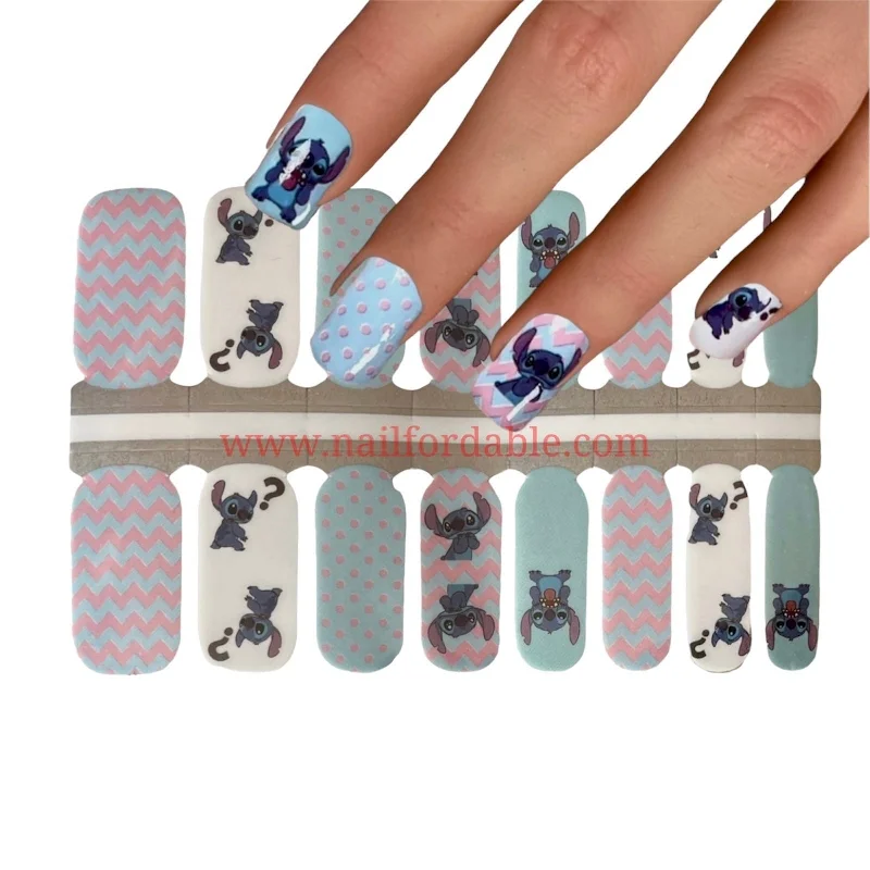 nail repair with clear coat polish-Lilo & Stitch