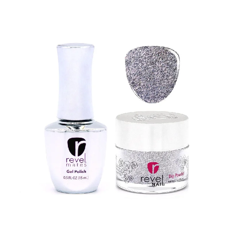 nail repair for nail repair expert pick care kit-D167 Phoebe Silver Glitter Gel Polish + Dip Set