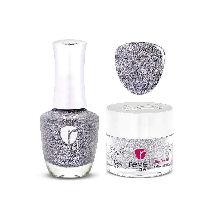 nail repair for nail repair customer favorite care kit-D167 Phoebe Silver Glitter Nail Polish + Dip Powder Set