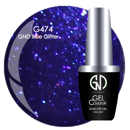 nail polish shogun red-GND BLUE GLITTER GND G474 ONE STEP GEL