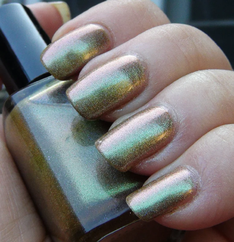 nail polish runner silver-Hallucinate - bronze/green/pinkish/copper multichrome holographic DISCONTINUED