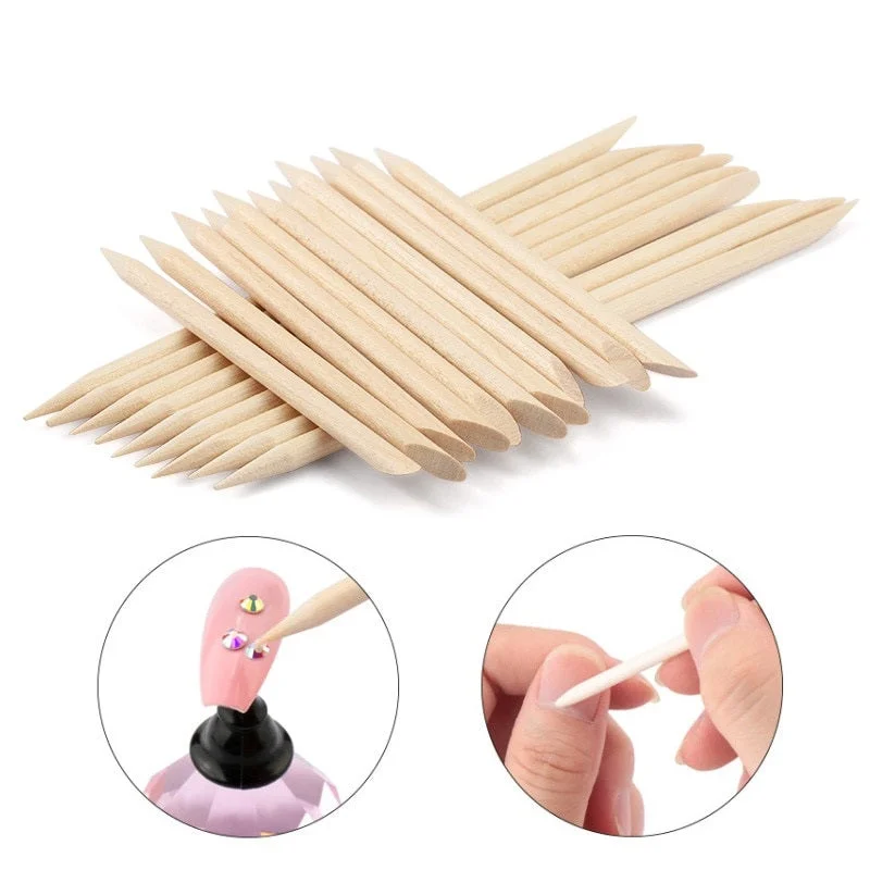 nail repair with growth-rich polish-Wooden Cuticle Pusher Remover Nail Art Design Orange Wood Sticks