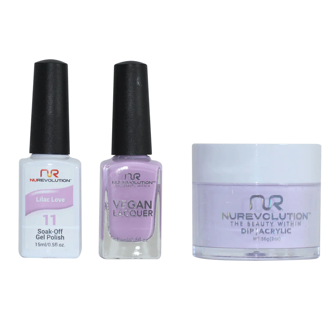 nail polish cello deep-NuRevolution Trio set 011 Lilac Love