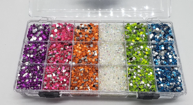 Nail rhinestone damp-safe-Neon Colors Resin Rhinestone Kit