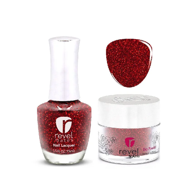 nail repair with UV-protective gel-D135 Infatuated Red Glitter Nail Polish + Dip Powder Set